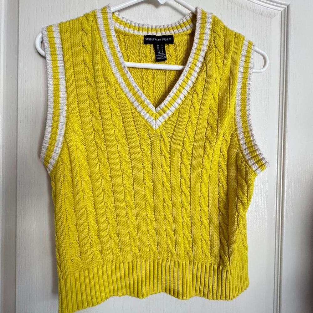 yellow preppy sweater vest